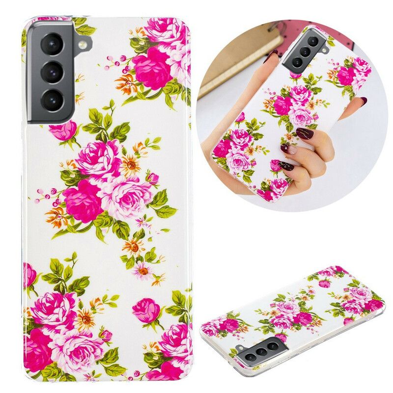 Deksel Samsung Galaxy S21 Fe Fluorescerende Liberty-blomster