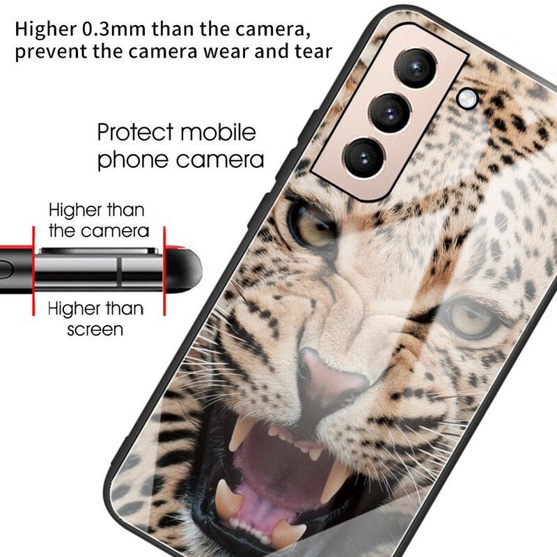 Deksel Samsung Galaxy S21 Fe Leopard Herdet Glass