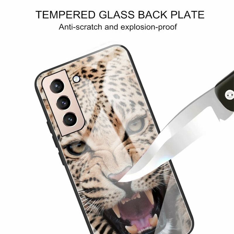 Deksel Samsung Galaxy S21 Fe Leopard Herdet Glass