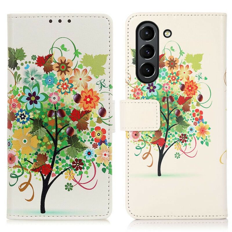 Folio Deksel Samsung Galaxy S21 Fe Blomstrende Tre Beskyttelse Deksel