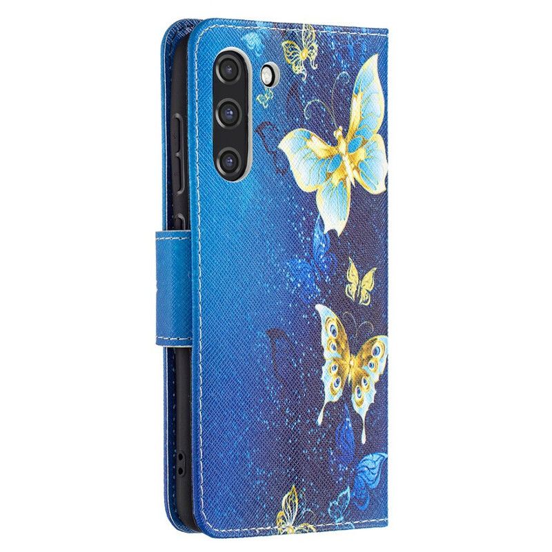 Folio Deksel Samsung Galaxy S21 Fe Butterflies Kings Beskyttelse Deksel