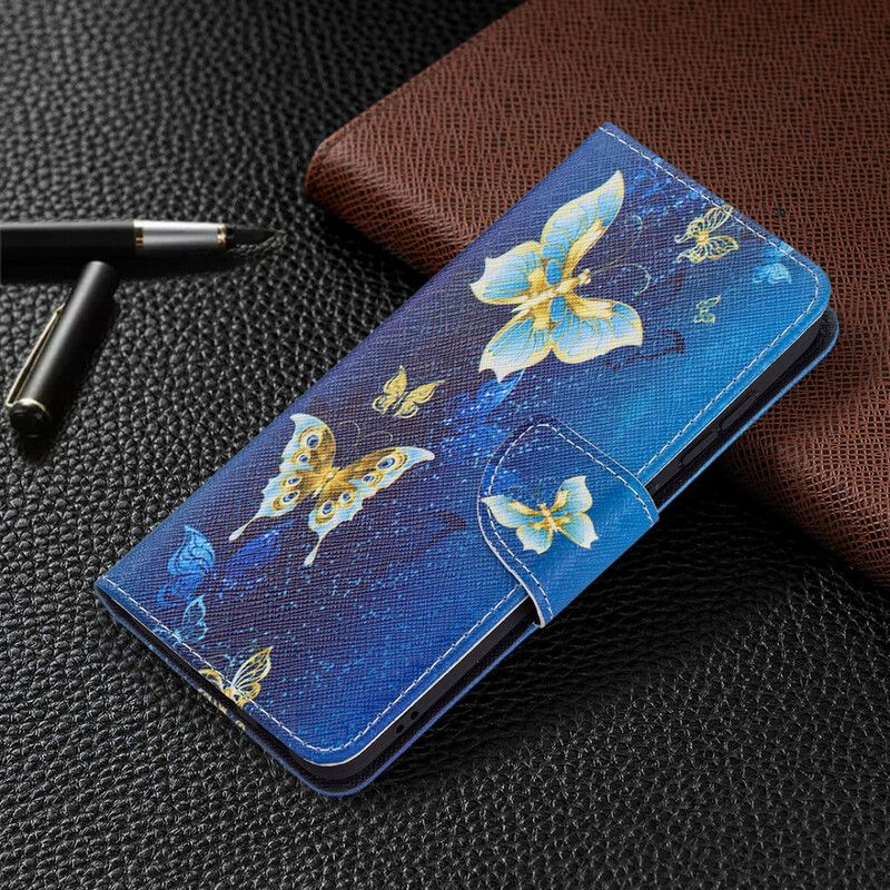 Folio Deksel Samsung Galaxy S21 Fe Butterflies Kings Beskyttelse Deksel