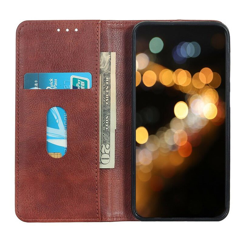 Folio Deksel Samsung Galaxy S21 Fe Elegance Split Litchi Leather