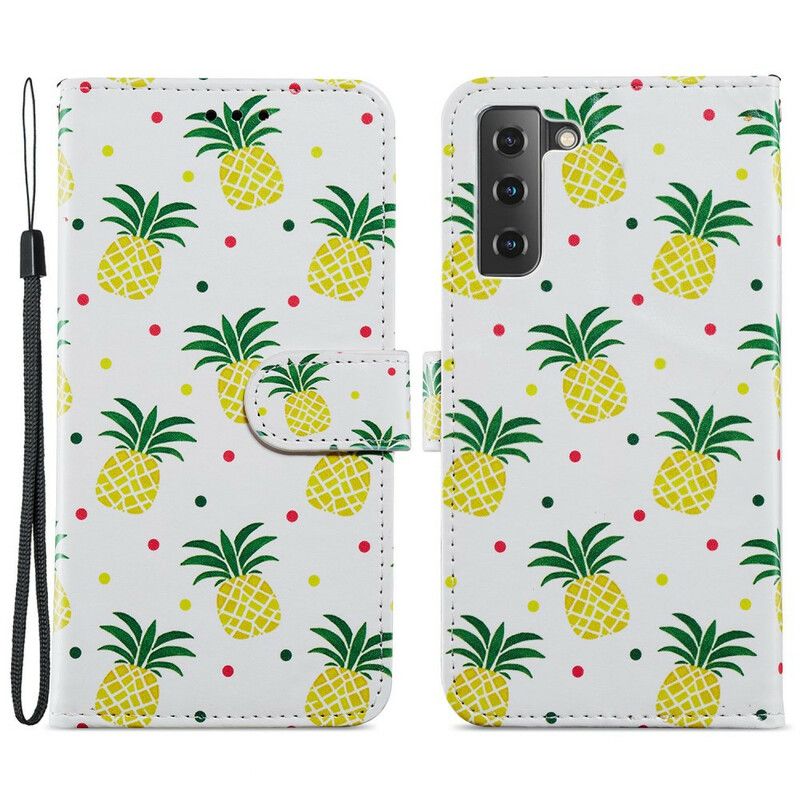 Folio Deksel Samsung Galaxy S21 Fe Flere Ananas