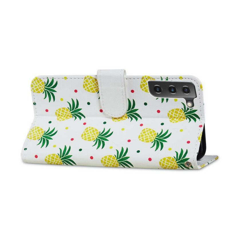 Folio Deksel Samsung Galaxy S21 Fe Flere Ananas