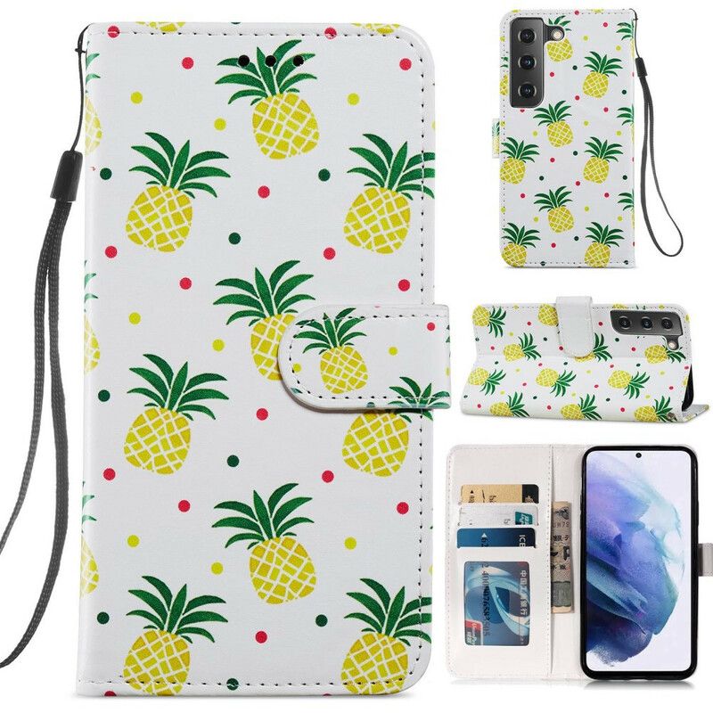 Folio Deksel Samsung Galaxy S21 Fe Flere Ananas