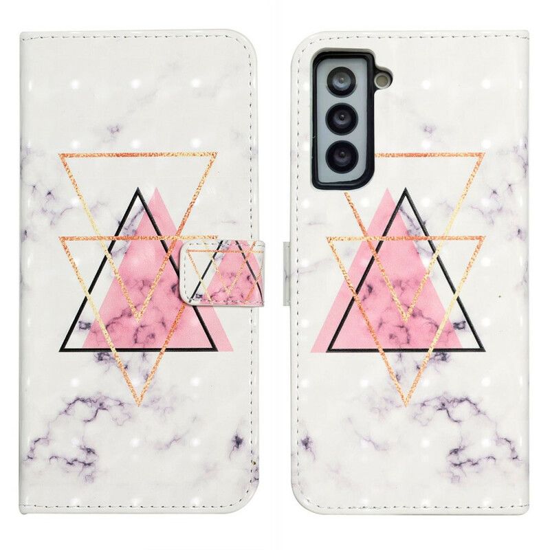 Folio Deksel Samsung Galaxy S21 Fe Glitter Triangle Beskyttelse Deksel