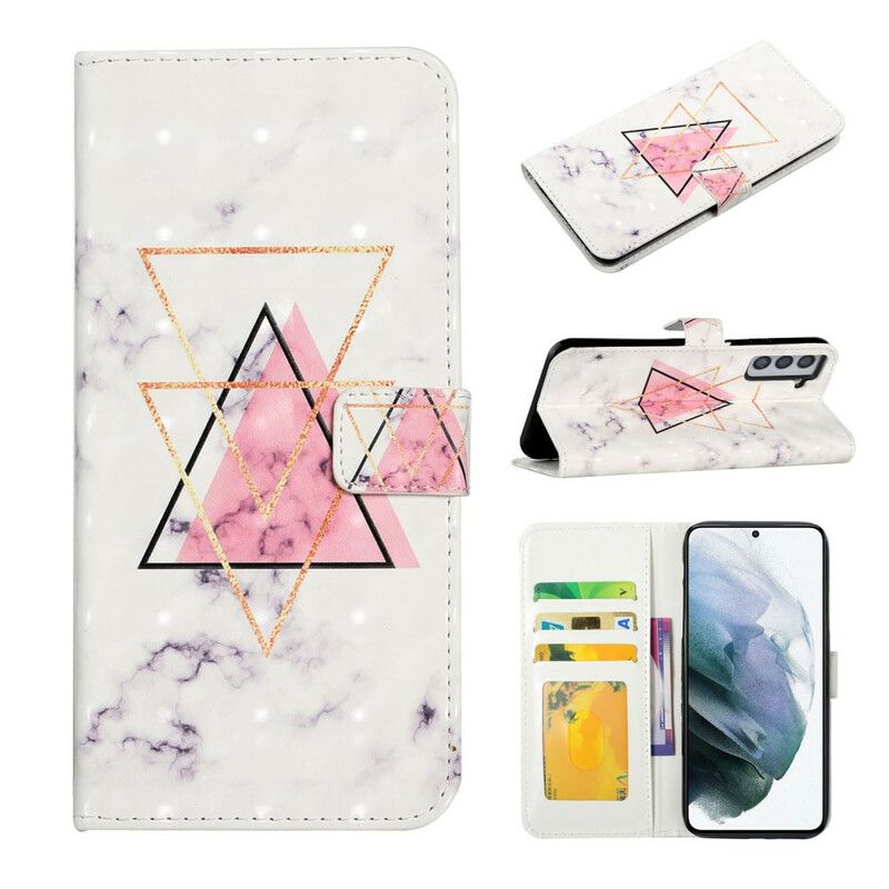 Folio Deksel Samsung Galaxy S21 Fe Glitter Triangle Beskyttelse Deksel