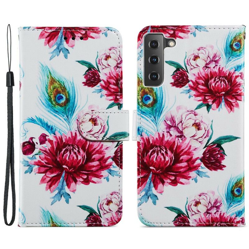 Folio Deksel Samsung Galaxy S21 Fe Intense Blomster Beskyttelse Deksel