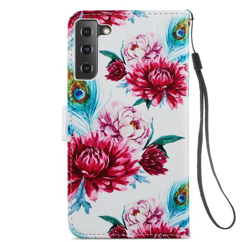 Folio Deksel Samsung Galaxy S21 Fe Intense Blomster Beskyttelse Deksel