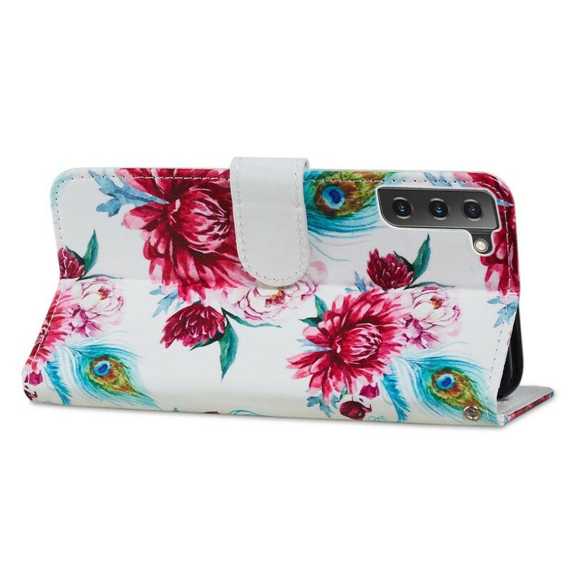 Folio Deksel Samsung Galaxy S21 Fe Intense Blomster Beskyttelse Deksel