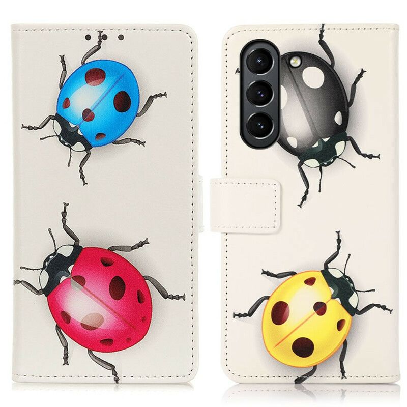 Folio Deksel Samsung Galaxy S21 Fe Ladybugs Beskyttelse Deksel