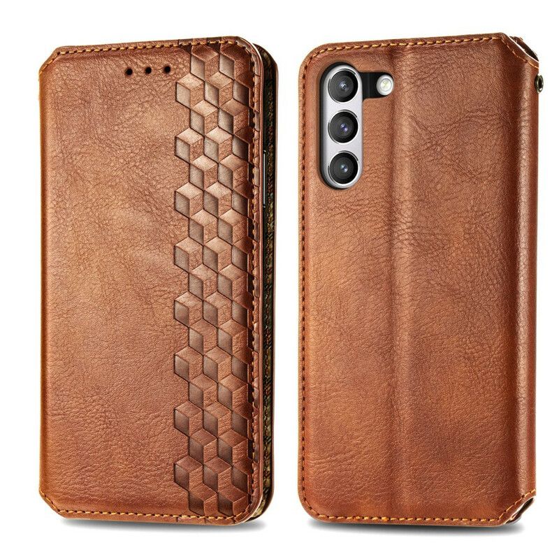 Folio Deksel Samsung Galaxy S21 Fe Leather Effect Diamond Texture Beskyttelse Deksel