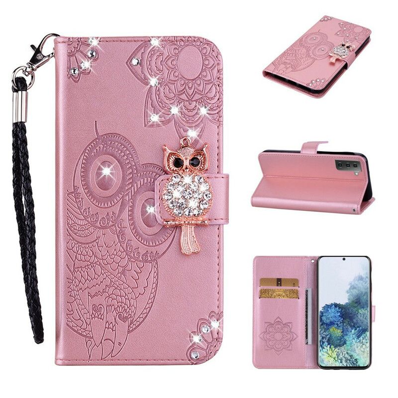 Folio Deksel Samsung Galaxy S21 Fe Owl Mandala And Charm Beskyttelse Deksel