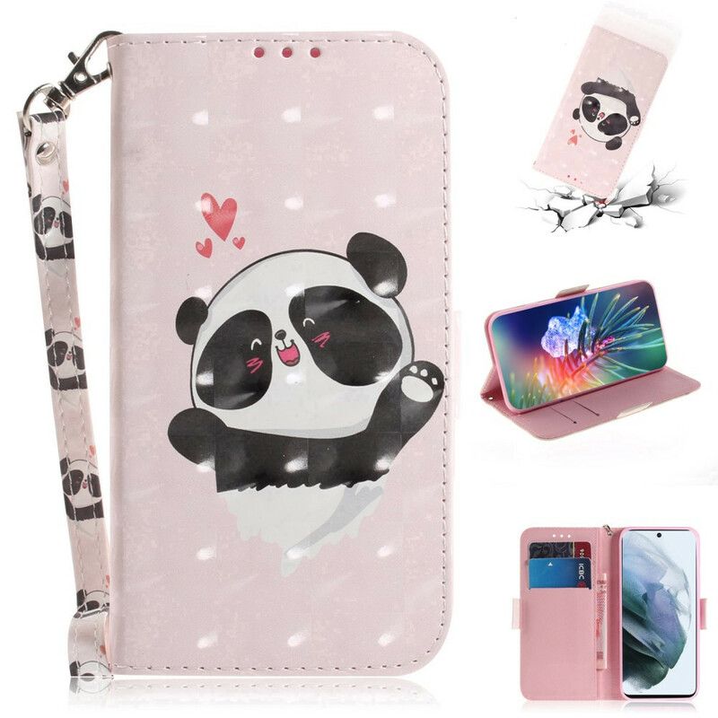 Folio Deksel Samsung Galaxy S21 Fe Panda Love Strappy