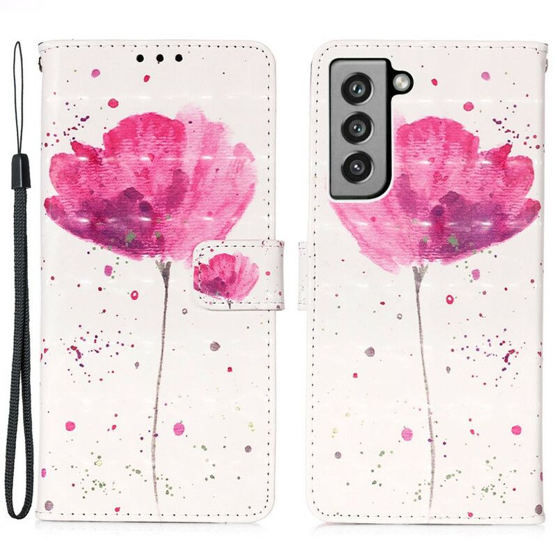 Folio Deksel Samsung Galaxy S21 Fe Poppy Akvarell Beskyttelse Deksel