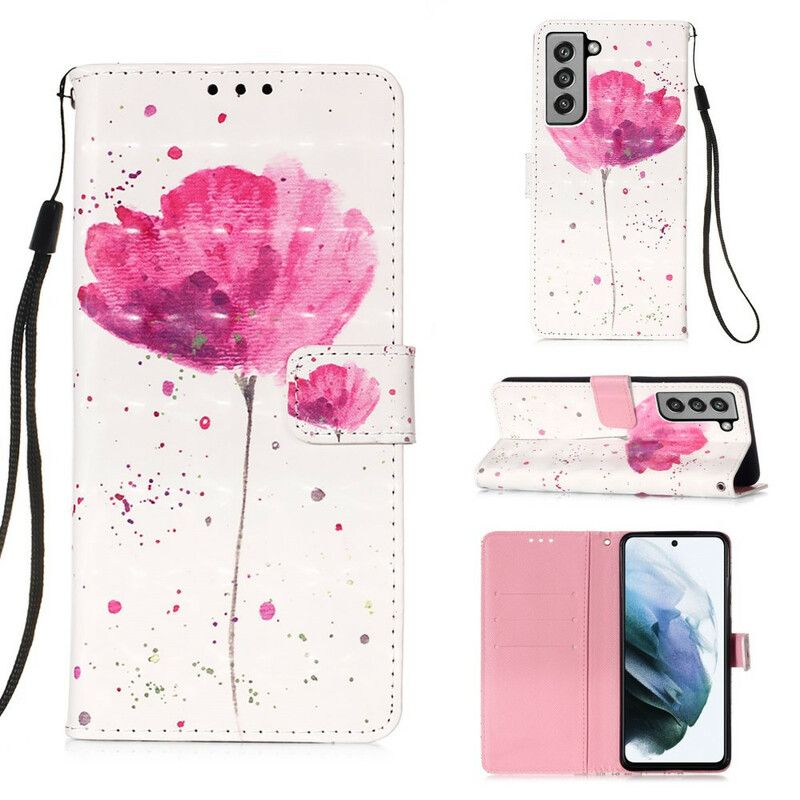 Folio Deksel Samsung Galaxy S21 Fe Poppy Akvarell Beskyttelse Deksel