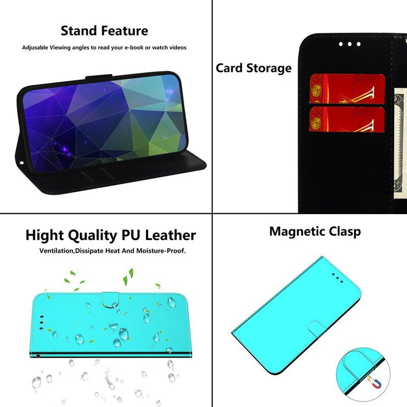 Folio Deksel Samsung Galaxy S21 Fe Speildeksel I Imitert Skinn