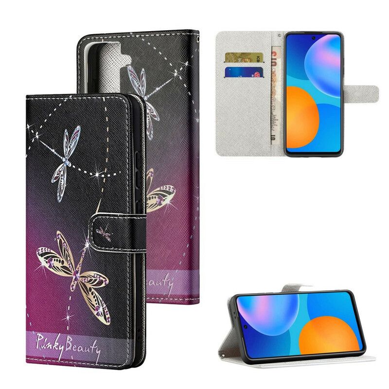 Folio Deksel Samsung Galaxy S21 Fe Strappy Dragonflies