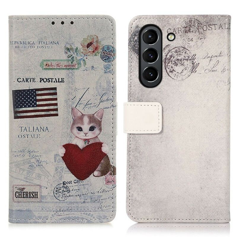 Folio Deksel Samsung Galaxy S21 Fe Traveler Cat