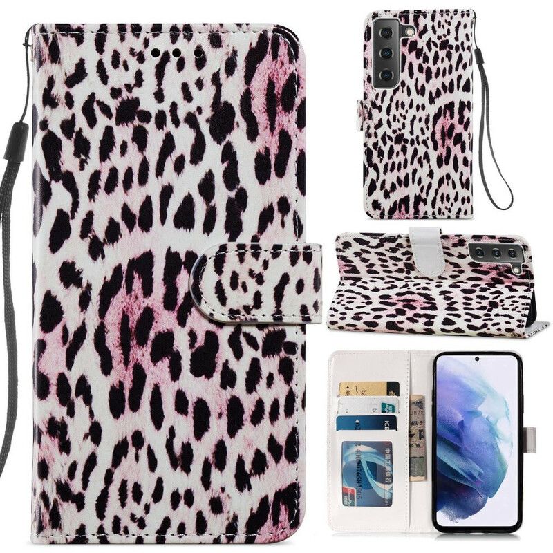 Folio Deksel Til Samsung Galaxy S21 Fe Leopard Print