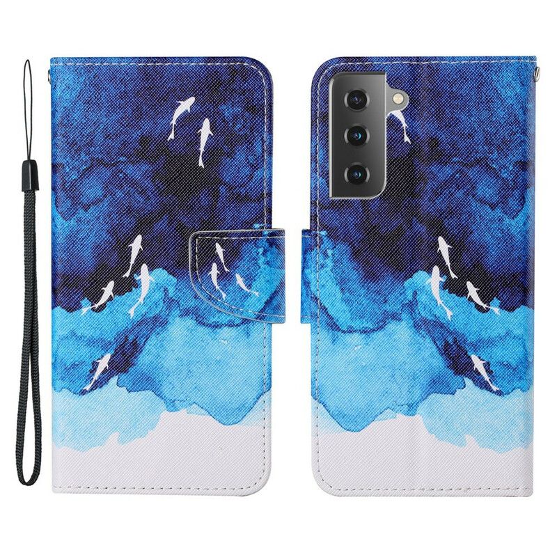 Folio Deksel Til Samsung Galaxy S21 Fe Sea With Lanyard