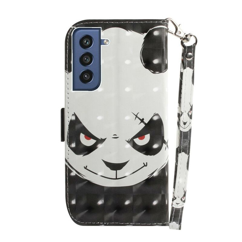 Lærdeksel Folio Deksel Samsung Galaxy S21 Fe Mobildeksel Angry Panda Strappy