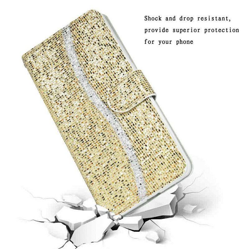 Lærdeksel Folio Deksel Samsung Galaxy S21 Fe Mobildeksel Glitter S Design