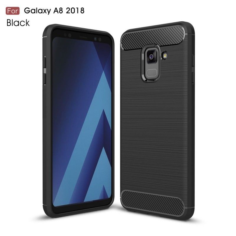 Deksel for Samsung Galaxy A8 Svart Børstet Karbonfiber