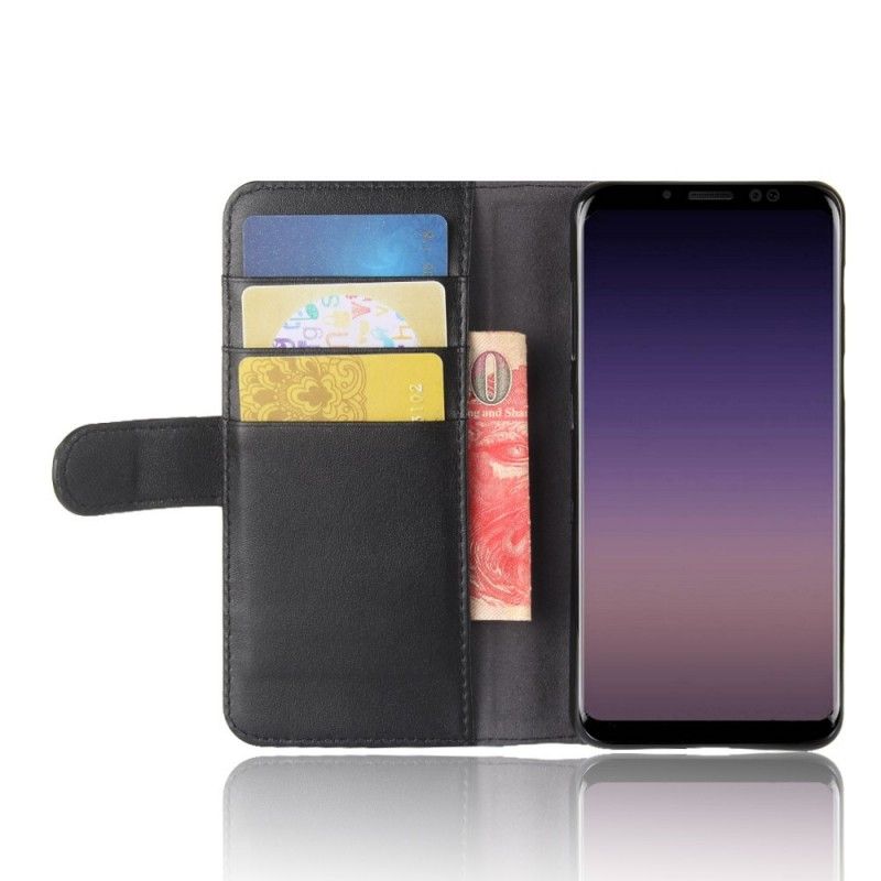 Folio Deksel for Samsung Galaxy A8 Svart Delt Skinn