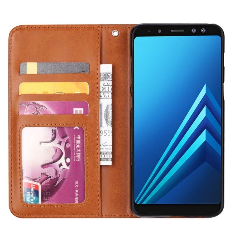 Folio Deksel for Samsung Galaxy A8 Svart Kortholder I Imitert Skinn