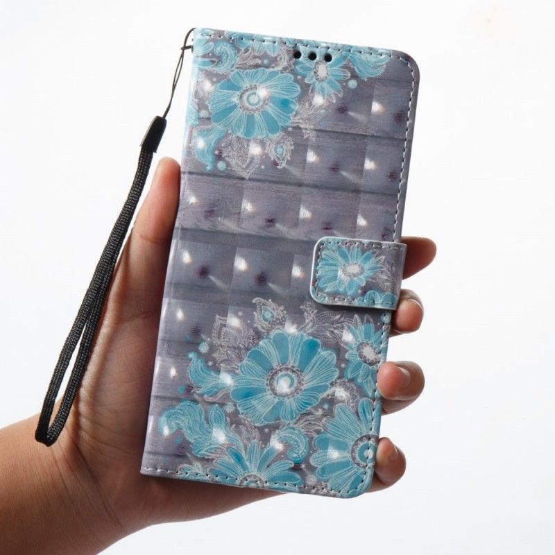 Folio Deksel Samsung Galaxy A8 3D Blå Blomster