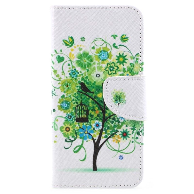 Folio Deksel Samsung Galaxy A8 Grønn Blomstrende Tre