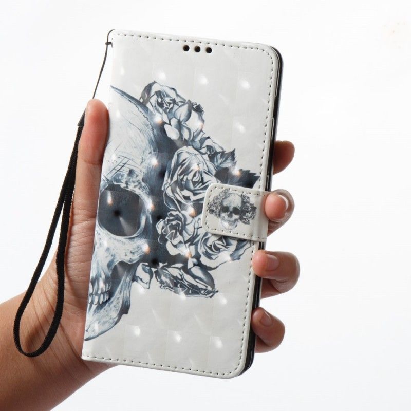 Lærdeksel Folio Deksel Samsung Galaxy A8 Mobildeksel 3D Blomsterskalle