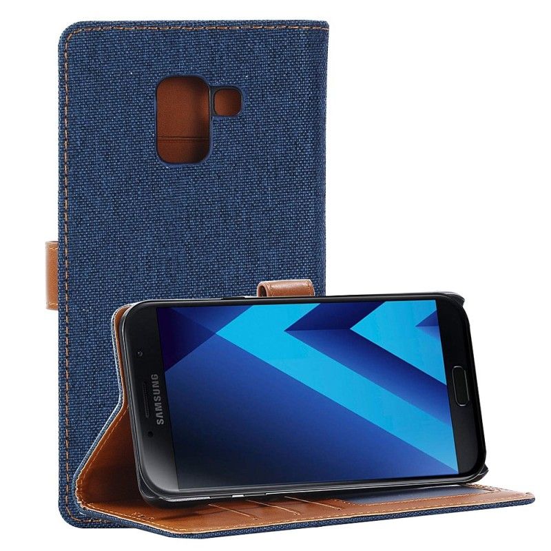 Lærdeksel Folio Deksel Samsung Galaxy A8 Svart Mobildeksel Jeans