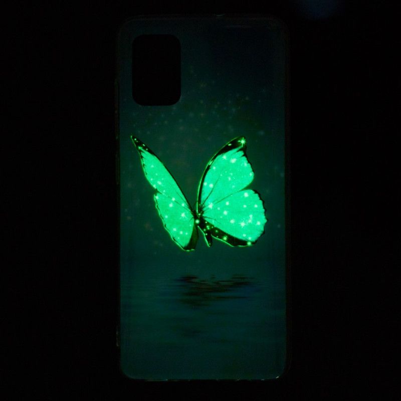 Deksel for Samsung Galaxy A51 5G Fluorescerende Blå Sommerfugl