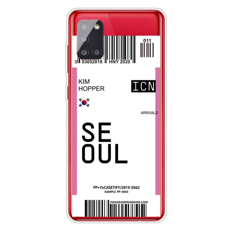 Deksel Samsung Galaxy A51 5G Magenta Ombordstigningskort Til Seoul