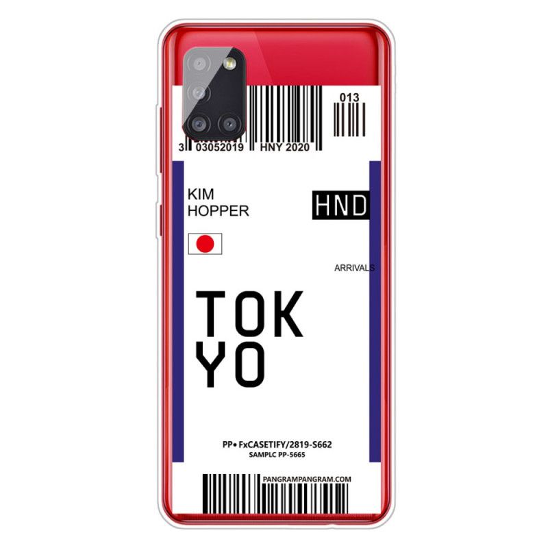 Deksel Samsung Galaxy A51 5G Mørkeblå Boarding Pass Tokyo Beskyttelse