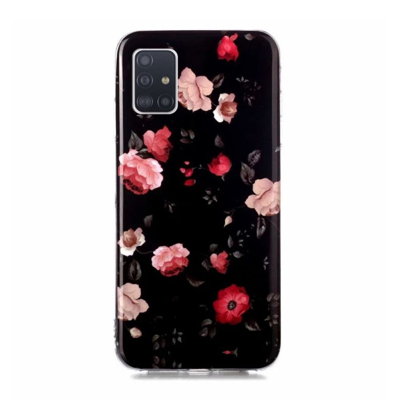 Deksel Samsung Galaxy A51 5G Rød Fluorescerende Blomsterserie