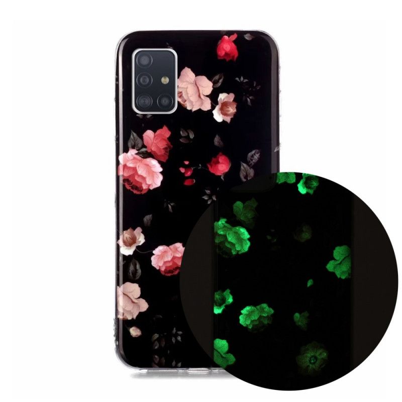 Deksel Samsung Galaxy A51 5G Rød Fluorescerende Blomsterserie