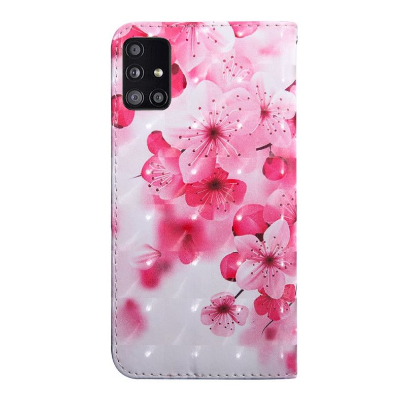 Folio Deksel for Samsung Galaxy A51 5G Rosa Blomster