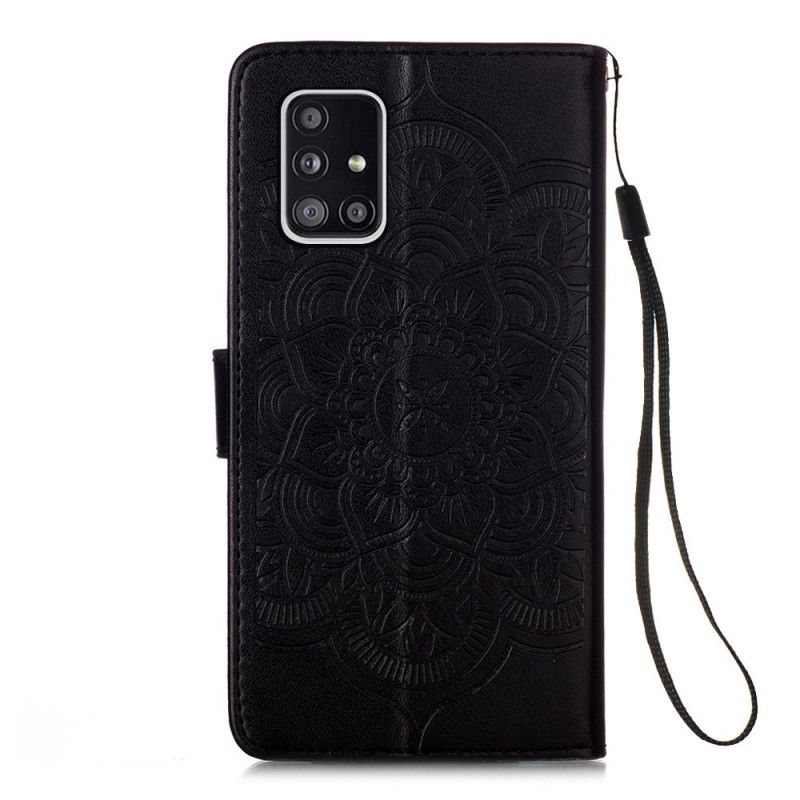 Folio Deksel Samsung Galaxy A51 5G Svart Dreamcatcher-Trykk Og Stropp