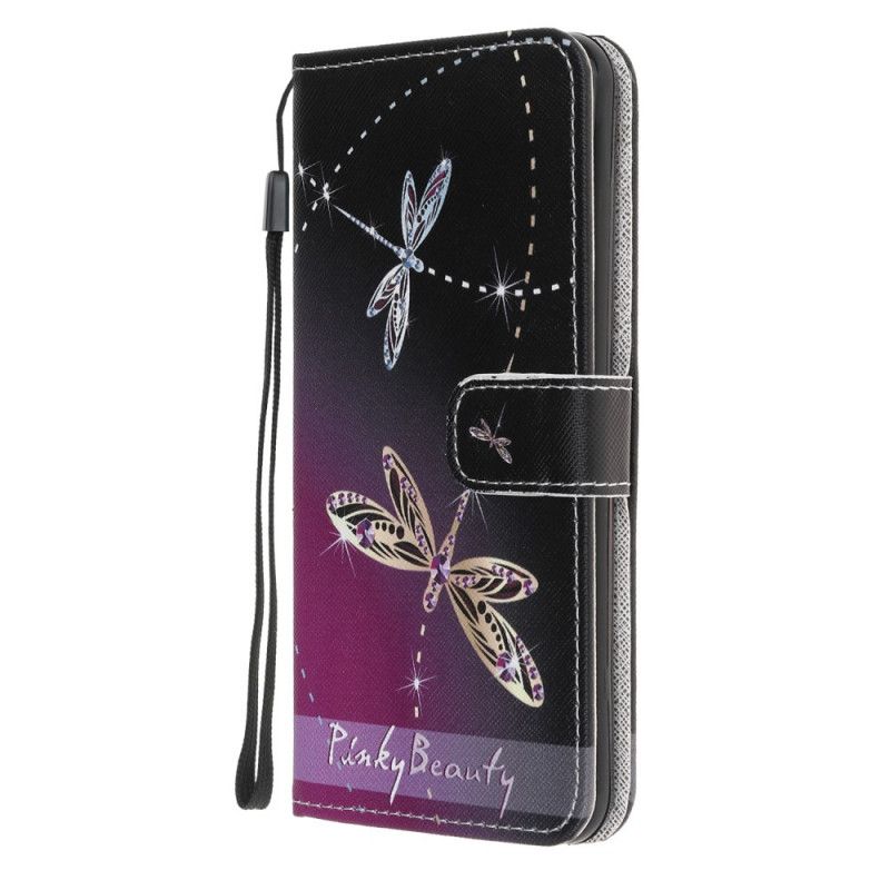 Lærdeksel Folio Deksel Samsung Galaxy A51 5G Mobildeksel Øyenstikkere Med Tanga