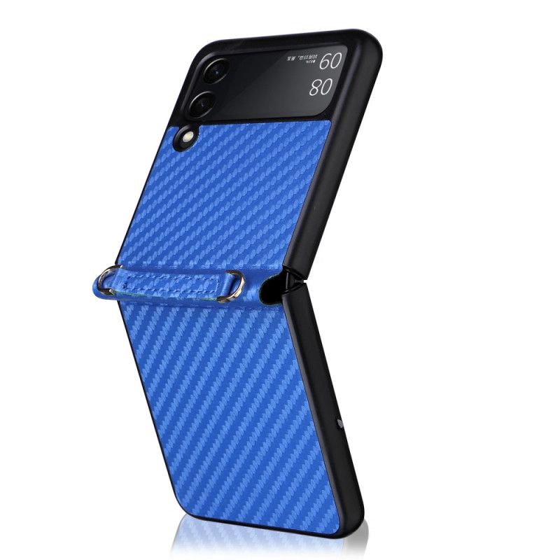 Deksel Samsung Galaxy Z Flip 3 5g Karbonfiber Med Snor Beskyttelse Deksel
