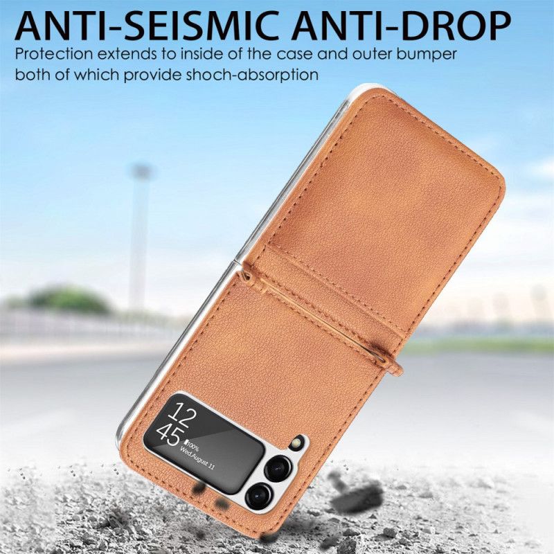 Deksel Samsung Galaxy Z Flip 3 5g Leather Texture Card Holder