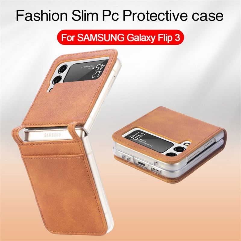 Deksel Samsung Galaxy Z Flip 3 5g Leather Texture Card Holder