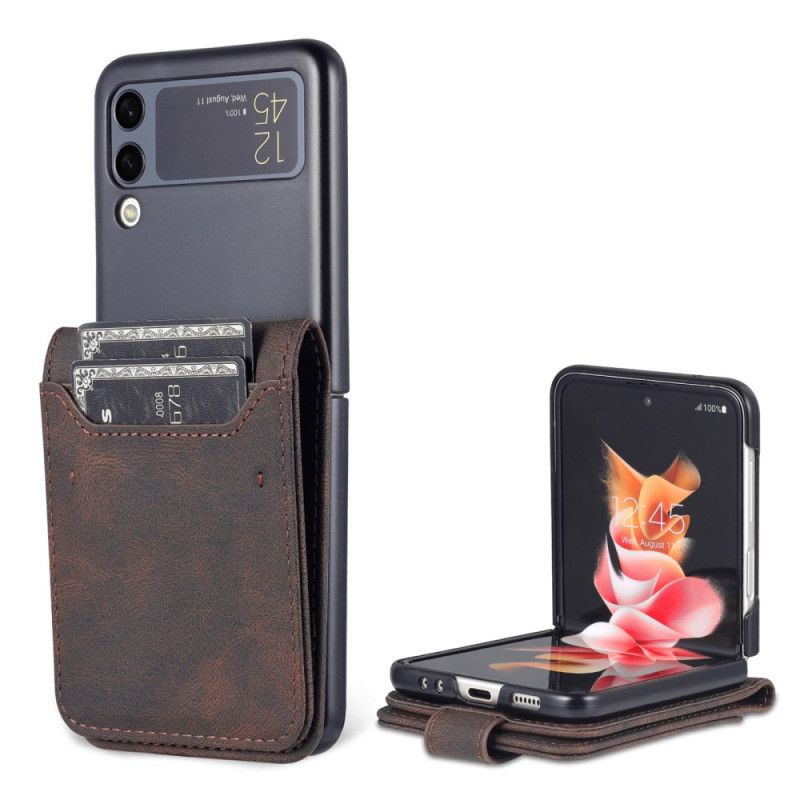 Etui Samsung Galaxy Z Flip 3 5g Skinneffektkortholder Og Stropp Azns Beskyttelse Deksel