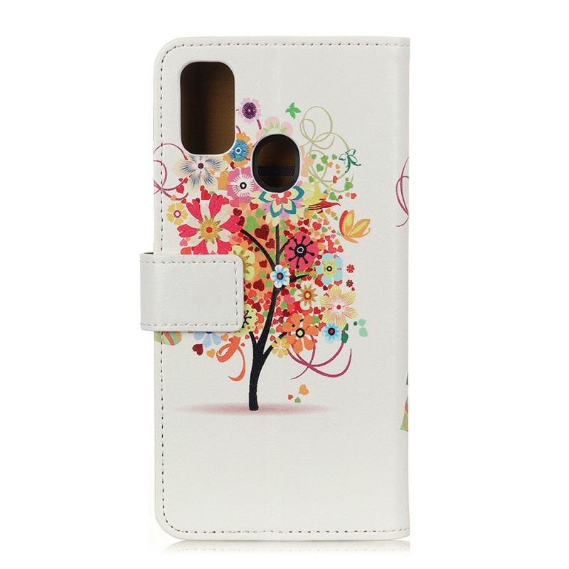 Folio Deksel Honor 9X Lite Oransje Blomstrende Tre