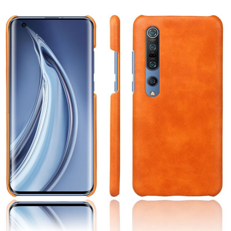 Deksel Xiaomi Mi 10 / 10 Pro Oransje Litchi Skinn Effekt Ksq Beskyttelse