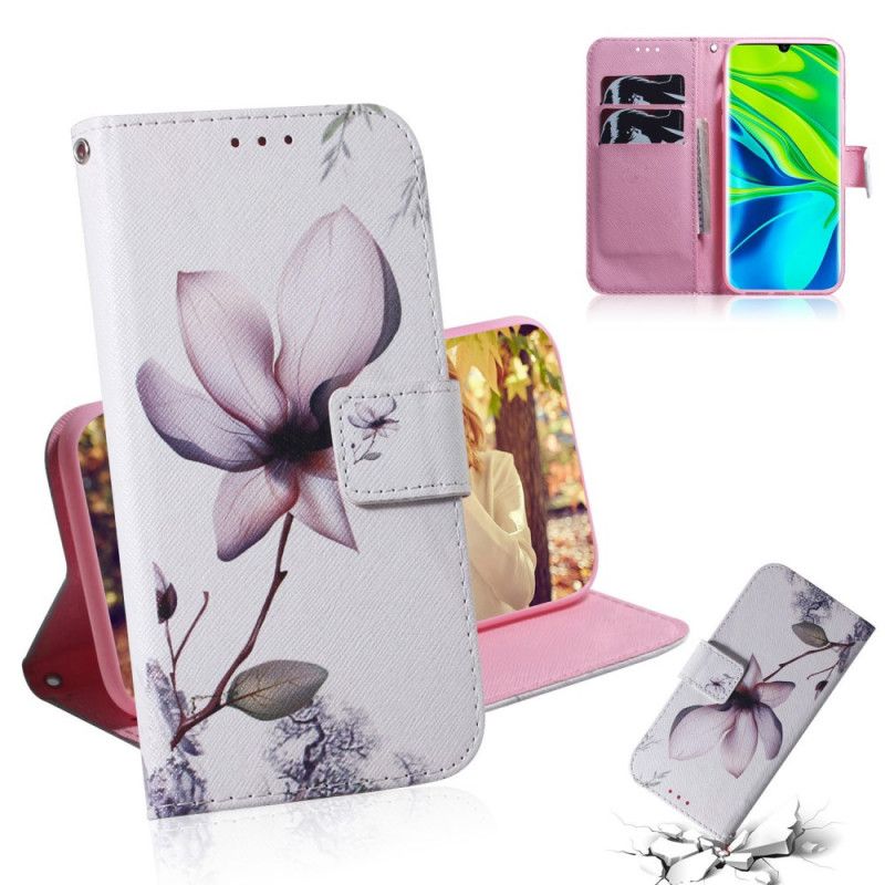 Lærdeksel Folio Deksel Xiaomi Mi 10 / 10 Pro Mobildeksel En Rosa Blomst